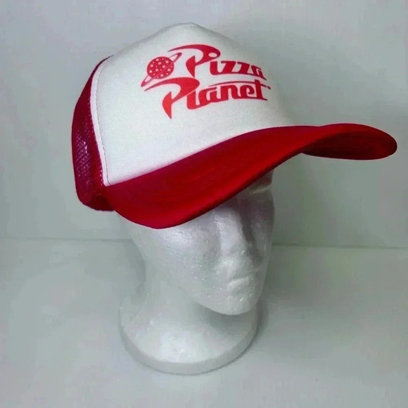 🍕”Pizza Planet” NWT Unisex Toy Story Mesh Trucker Hat-Snap Back-Red/White🌎 - Picture 6 of 9